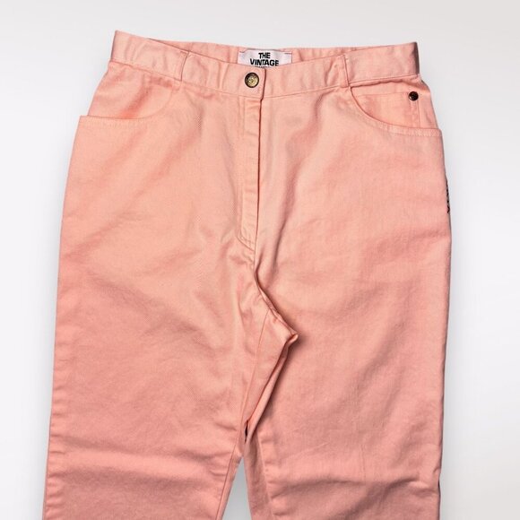 Vintage Hardy Amies Peach High Rise Embroidered Jeans Straight Leg Small - Picture 3 of 11